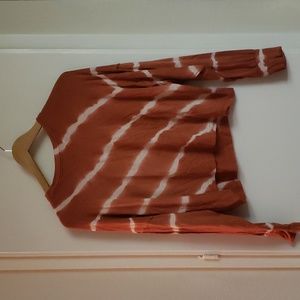 Maronie long sleeve cropped tee, tshirt size S.  Burnt orange